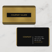 かわいい金ゴールドホイル及び黒いネームプレートの名刺 名刺 (正面/裏面)