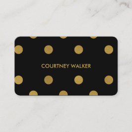 かわいい金ゴールドホイル及び黒い水玉模様の名刺 名刺