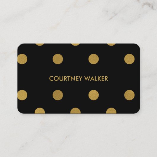 かわいい金ゴールドホイル及び黒い水玉模様の名刺 名刺 (正面)