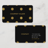 かわいい金ゴールドホイル及び黒い水玉模様の名刺 名刺 (正面/裏面)