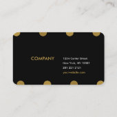 かわいい金ゴールドホイル及び黒い水玉模様の名刺 名刺 (裏面)