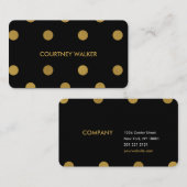 かわいい金ゴールドホイル及び黒い水玉模様の名刺 名刺 (正面/裏面)