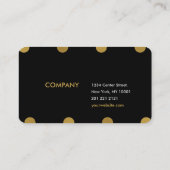 かわいい金ゴールドホイル及び黒い水玉模様の名刺 名刺 (裏面)