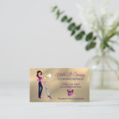 かわいい金ゴールドマンガのメイド清掃サービス 名刺 (スタンド正面)