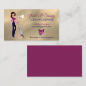 かわいい金ゴールドマンガのメイド清掃サービス 名刺 (正面/裏面)