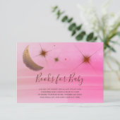 かわいい金ゴールドムーンスターピンクの赤ちゃん女の子シャワー エンクロージャーカード (スタンド正面)
