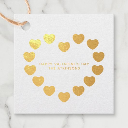 かわいい金ゴールドモダンハートカスタムバレンタインデー フェイバータグ (正面)