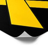 かわいい金ゴールドリボン小児癌認識度女性 ポスター (角)