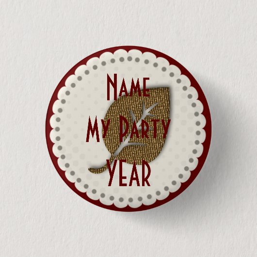 かわいい金ゴールドリーフ庭師の花屋ボタン 缶バッジ (正面)