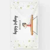 かわいい金ゴールド体操バランスビーム誕生日 横断幕 (縦)