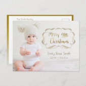 かわいい金ゴールド書道初めてのクリスマスフォトカード シーズンポストカード (正面/裏面)