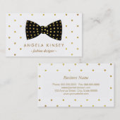 かわいい金ゴールド水玉模様リボン弓 名刺 (正面/裏面)