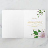 かわいい金ゴールド縁取りピンクの花バチェロレッテ サンキューカード (内部)