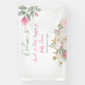 かわいい金ゴールド赤面ピンクカボチャ小さな赤ちゃんシャワー 横断幕 (縦)