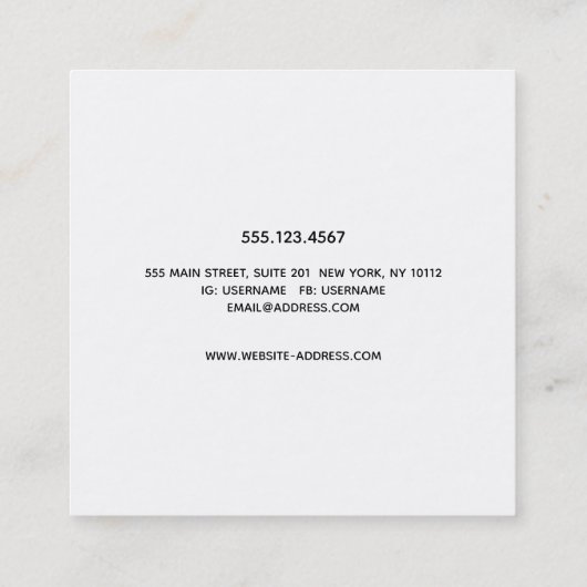 かわいい金ゴールド金ゴールドハート手書き書き スクエア名刺 (裏面)