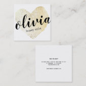 かわいい金ゴールド金ゴールドハート手書き書き スクエア名刺 (正面/裏面)