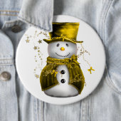 かわいい金ゴールド雪だるまクリスマスボタン 缶バッジ (インサイチュ)