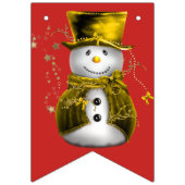 かわいい金ゴールド雪だるまクリスマス バンティングフラッグ (第3の旗)
