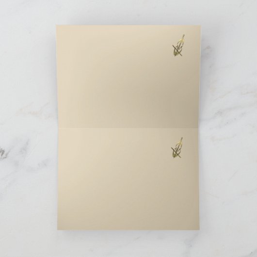 かわいい金ゴールド音楽チェロは文字の挨拶状を加えます サンキューカード (内部)