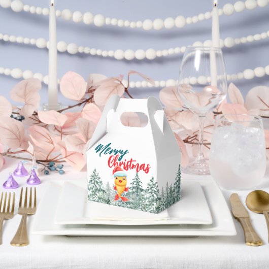 かわいい金ゴールド魚の海サンタクリスマスツリーメリークリスマス フェイバーボックス (ウェディング)