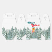 かわいい金ゴールド魚の海サンタクリスマスツリーメリークリスマス フェイバーボックス (見開き)