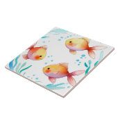 かわいい金ゴールド魚水彩海海航海の タイル (側面)