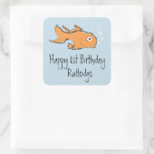 かわいい金ゴールド魚 スクエアシール (バッグ)