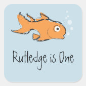 かわいい金ゴールド魚 スクエアシール (正面)