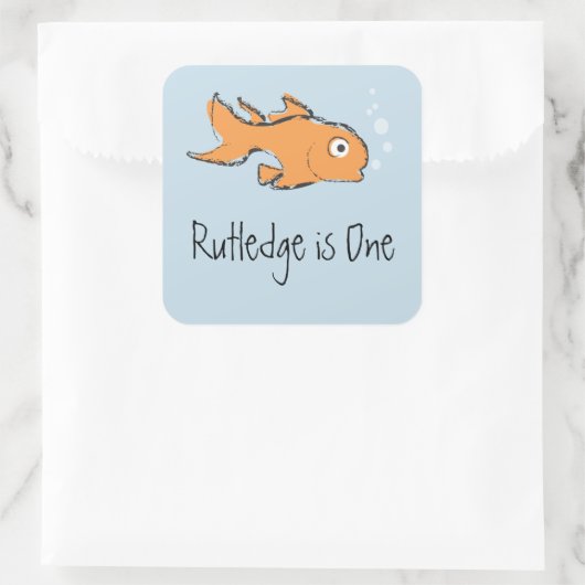 かわいい金ゴールド魚 スクエアシール (バッグ)