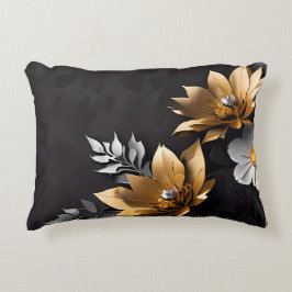 かわいい金ゴールド&シルバーフローラひまわり アクセントクッション