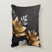 かわいい金ゴールド&シルバーフローラひまわり アクセントクッション (正面(垂直))