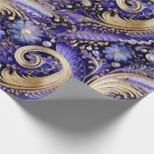 かわいい金ゴールド/バイオレット/ペイズリークリスマス ラッピングペーパー (角)