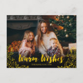 かわいい金箔の葉の暖かい願い写真クリスマス ポストカード (正面)