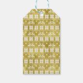 かわいい金箔トナカイと雪片 ギフトタグ (正面)