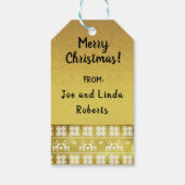 かわいい金箔トナカイと雪片 ギフトタグ (裏面)