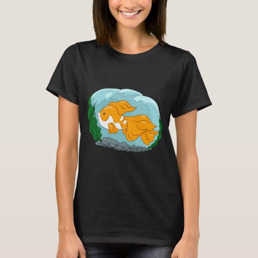 かわいい金色と白の魚 Tシャツ (正面)