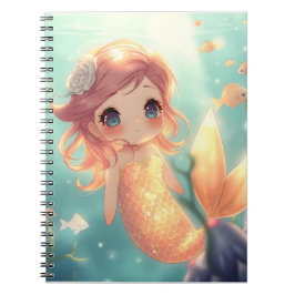 かわいい金色の人魚の水中世界 ノートブック