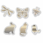 かわいい金色の動物+昆虫 シール (正面)