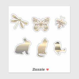 かわいい金色の動物+昆虫 シール