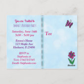 かわいい金髪のプリンセスとユニコーンの誕生日招待状 ポストカード (裏面)