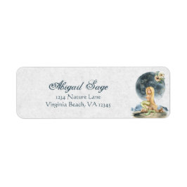 かわいい金髪の人魚と満月のビーチの住所ラベル ラベル
