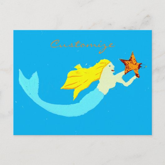 かわいい金髪の人魚：スターライト・サンダーコーブ ポストカード (正面)