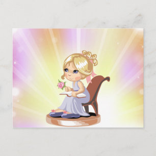 かわいい金髪の女の子はがき ポストカード