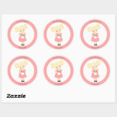 かわいい金髪の少女と子犬この本は属している ラウンドシール (シート)