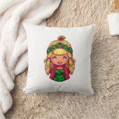 かわいい金髪の少女 クッション (ブランケット)