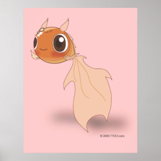 かわいい金魚おもしろいアニメのキャラクターポスター ポスター