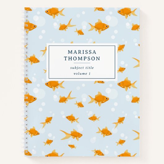 かわいい金魚が水中を泳ぐ ノートブック (正面)