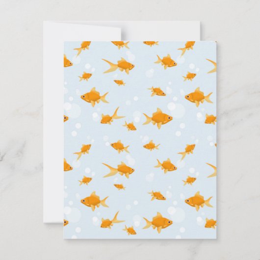 かわいい金魚が泳ぐ水中名前をカスタムする サンキューカード (裏面)