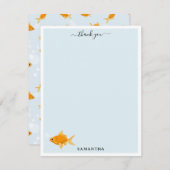 かわいい金魚が泳ぐ水中名前をカスタムする サンキューカード (正面/裏面)