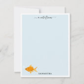 かわいい金魚が泳ぐ水中名前をカスタムする ノートカード (正面)